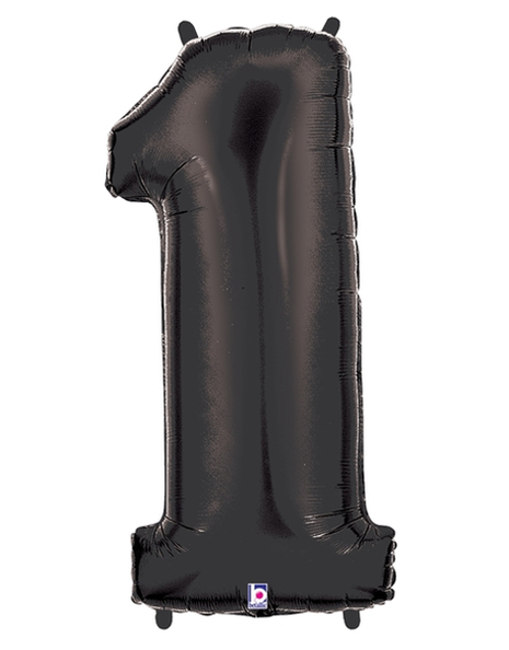34in Betallic Black Number 1 Megaloons - Joker Party Supply