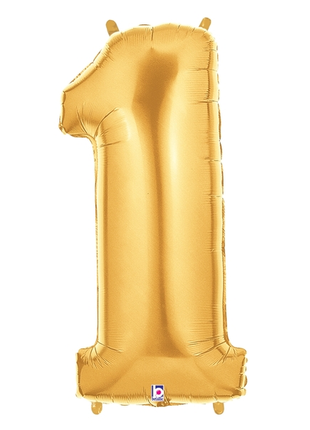 34in Betallic Gold Number 1 Megaloons - Joker Party Supply