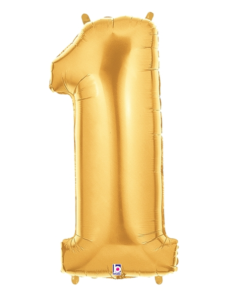 34in Betallic Gold Number 1 Megaloons - Joker Party Supply