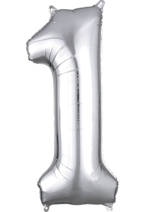 34in Anagram Silver Number 1 Balloon - Joker Party Supply
