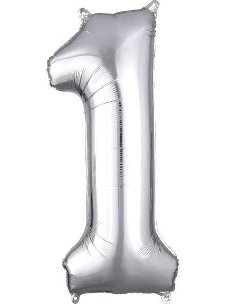 34in Anagram Silver Number 1 Balloon - Joker Party Supply