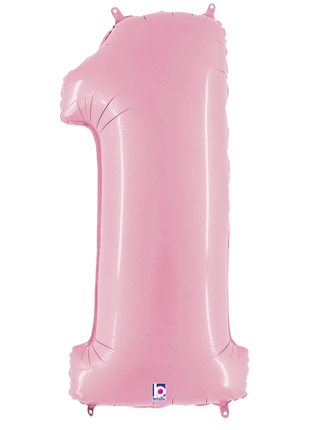 34in Betallic Pastel Pink Number 1 Megaloons - Joker Party Supply