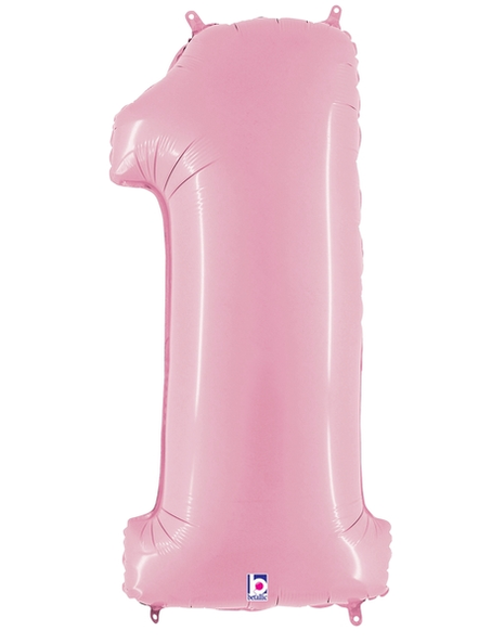 34in Betallic Pastel Pink Number 1 Megaloons - Joker Party Supply