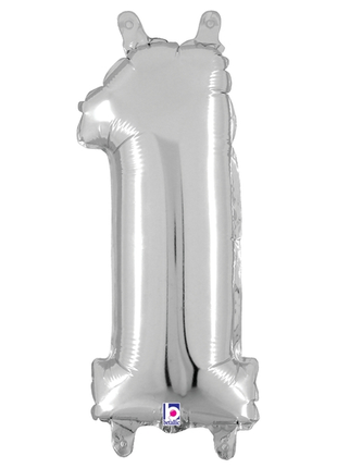 14in Betallic Air-Filled Silver Number 1 Balloon - Joker Party Supply