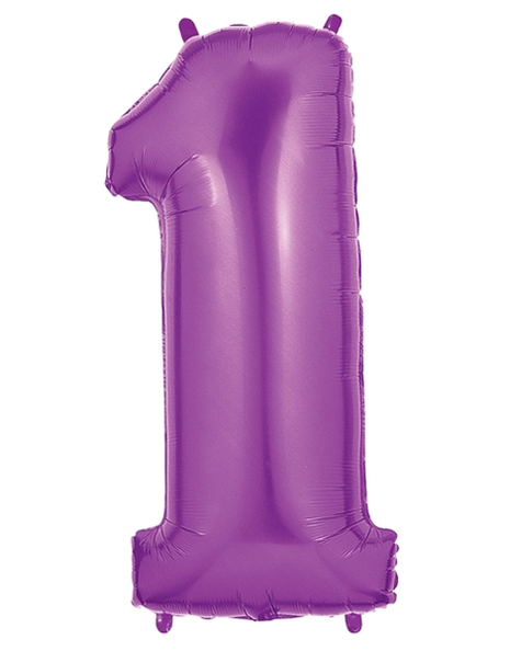 34in Betallic Purple Number 1 Megaloons - Joker Party Supply