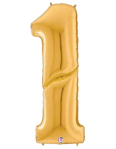 64in Betallic Gold Number 1 Gigaloons - Joker Party Supply