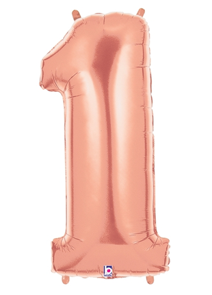 34in Betallic Rose Gold Number 1 Megaloons - Joker Party Supply