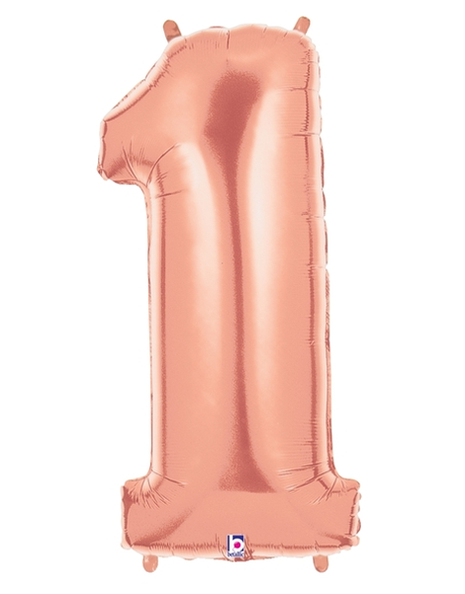 34in Betallic Rose Gold Number 1 Megaloons - Joker Party Supply