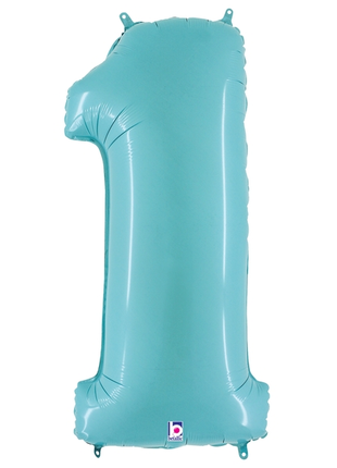 34in Betallic Pastel Blue Number 1 Megaloons - Joker Party Supply