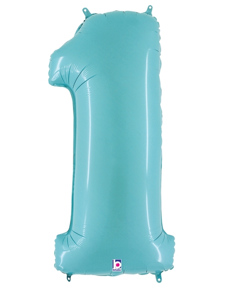34in Betallic Pastel Blue Number 1 Megaloons - Joker Party Supply