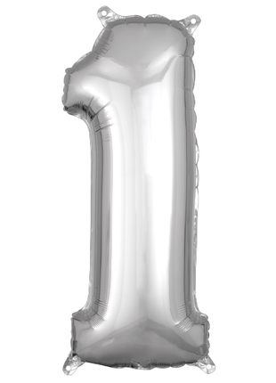 26in Anagram Silver Number 1 Balloon - Joker Party Supply