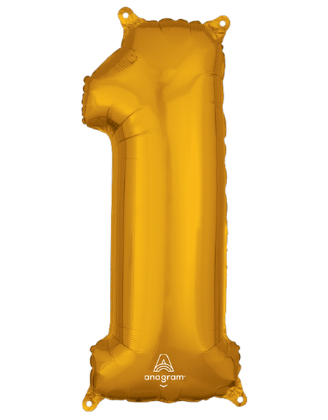 26in Anagram Gold Number 1 Balloon - Joker Party Supply