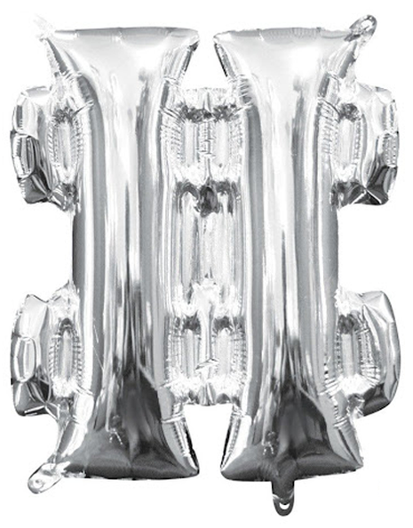 16in Anagram Silver # Symbol Balloon - Joker Party Supply