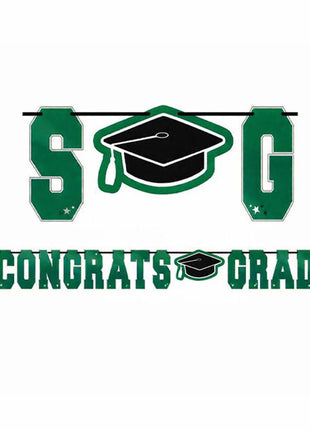 12ft Amscan Green Congrats Grad Banner