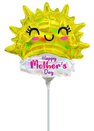14in Anagram Happy Mother's Day Iridescent Happy Sun Balloon (Heat Seal Required)