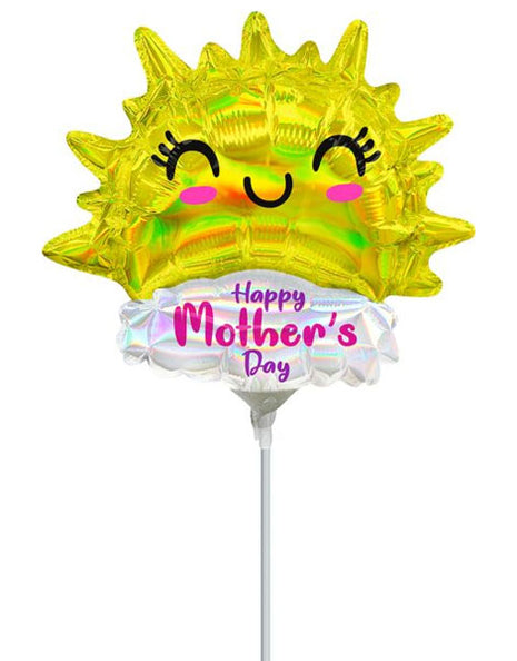 14in Anagram Happy Mother's Day Iridescent Happy Sun Balloon (Heat Seal Required)