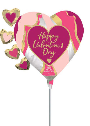14in Anagram Happy Valentine's Day Satin Abstract Marble Balloon (Heat Seal Required)