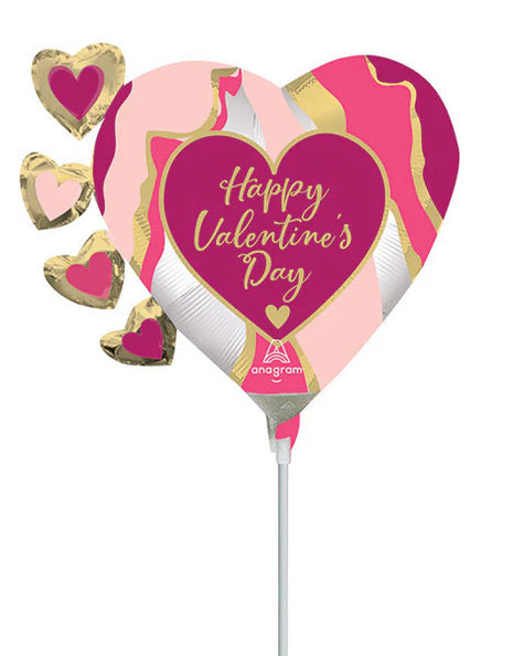 14in Anagram Happy Valentine's Day Satin Abstract Marble Balloon (Heat Seal Required)