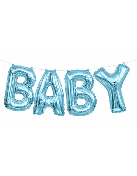 14in Unique Blue Baby Letter Banner Kit Balloons