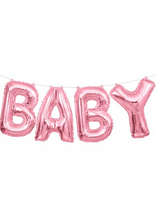 14in Unique Pink Baby Letter Banner Kit Balloons