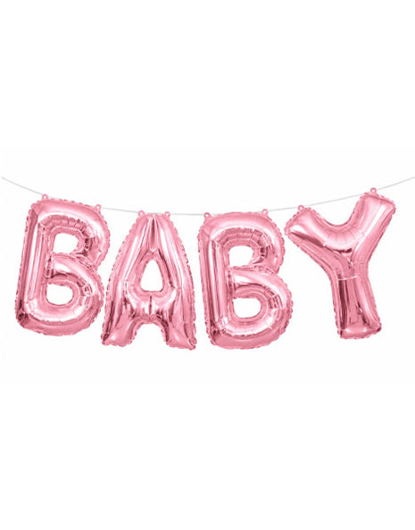 14in Unique Pink Baby Letter Banner Kit Balloons