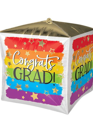 15in Anagram Painted Rainbow Grad Cubez Balloon