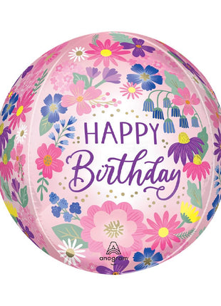 16in Anagram Garden Florals Birthday Orbz Balloon