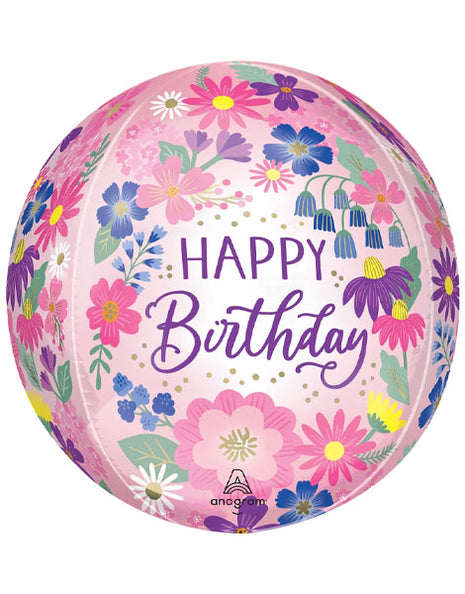 16in Anagram Garden Florals Birthday Orbz Balloon