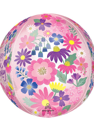 16in Anagram Garden Florals Birthday Orbz Balloon