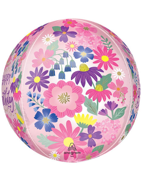 16in Anagram Garden Florals Birthday Orbz Balloon
