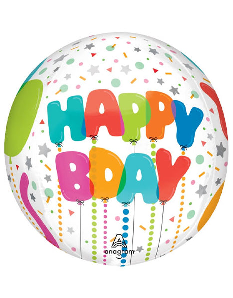 16in Anagram Happy Balloon Bash Birthday Orbz Balloon
