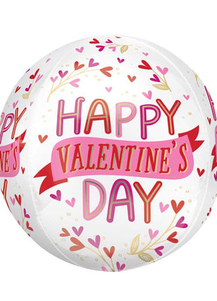 16in Anagram Happy Valentine's Day Botanical Traces Orbz Balloon