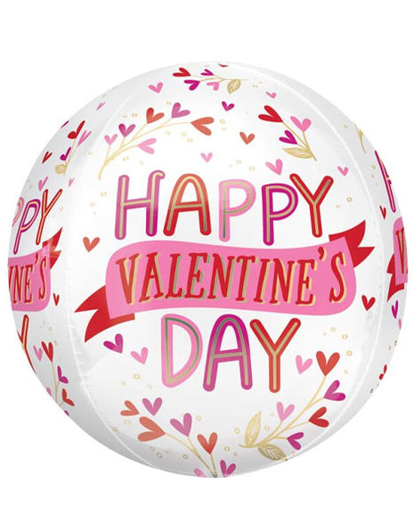 16in Anagram Happy Valentine's Day Botanical Traces Orbz Balloon