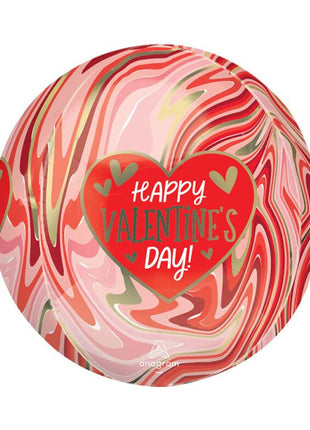 16in Anagram Happy Valentine's Day Twisty Marble Orbz Balloon