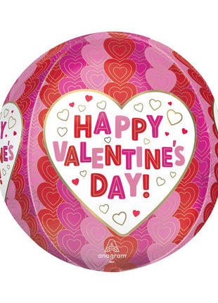 16in Anagram Happy Valentine's Day Wrapped in Hearts Orbz Balloon