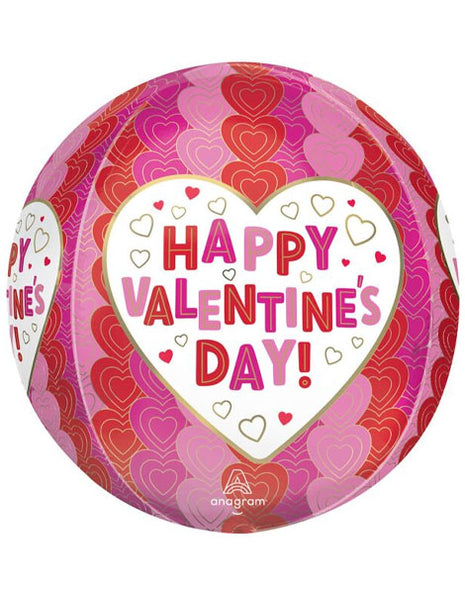 16in Anagram Happy Valentine's Day Wrapped in Hearts Orbz Balloon