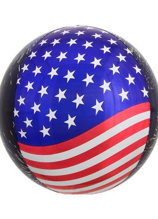 16in Anagram Stars, Stripes & Fireworks Orbz Balloon