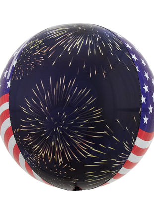 16in Anagram Stars, Stripes & Fireworks Orbz Balloon