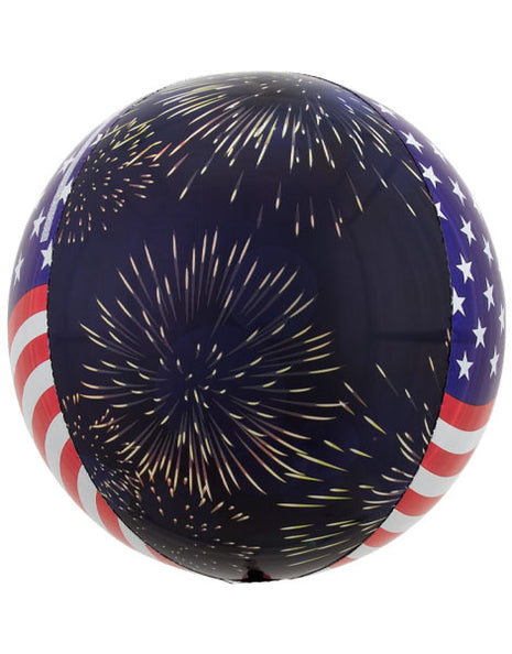 16in Anagram Stars, Stripes & Fireworks Orbz Balloon