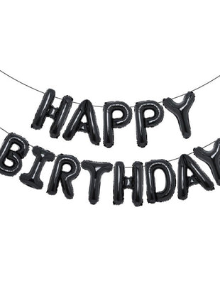 16in Black Happy Birthday Letter Banner Balloons