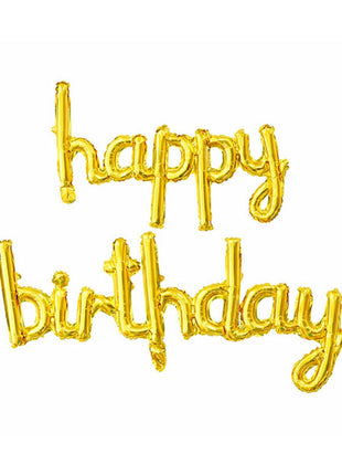 16in Gold Script Happy Birthday Letter Banner Balloon