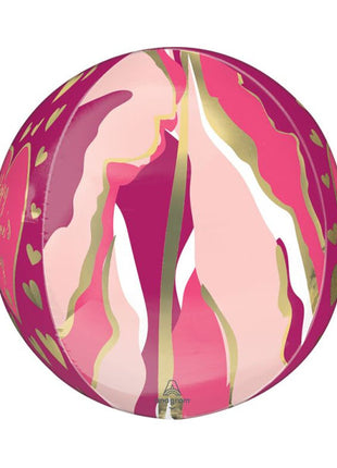16in Happy Valentine's Day Abstract Marble Orbz Balloon