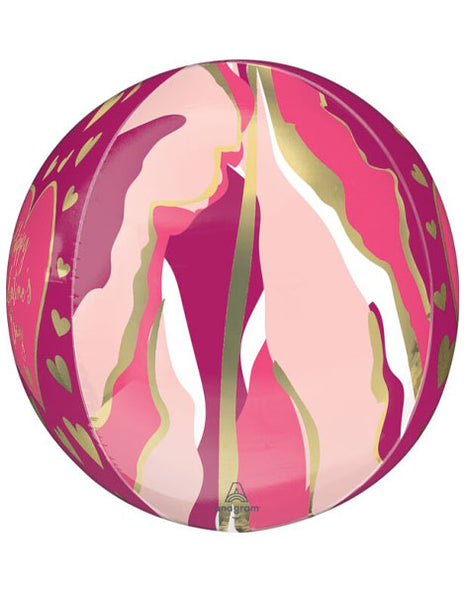 16in Happy Valentine's Day Abstract Marble Orbz Balloon