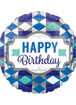 18in Anagram Happy Birthday Tie Pattern Balloon