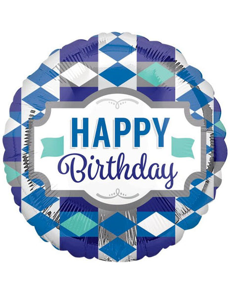18in Anagram Happy Birthday Tie Pattern Balloon