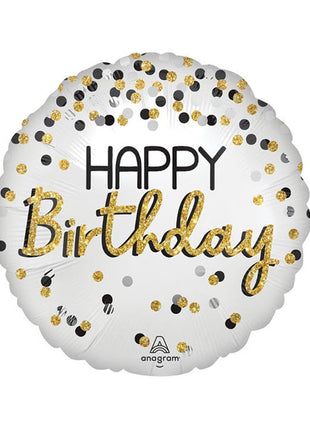 18in Anagram Black Silver Gold Birthday Balloon