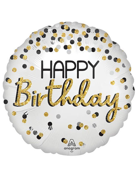 18in Anagram Black Silver Gold Birthday Balloon
