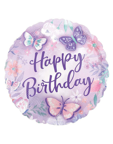 18in Anagram Happy Birthday Butterfly Flutters Balloon