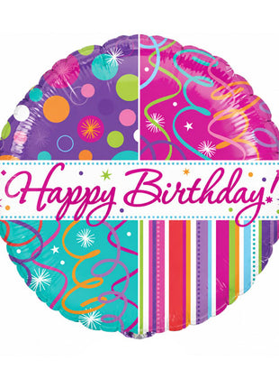 18in Anagram Happy Birthday Streamers Balloon