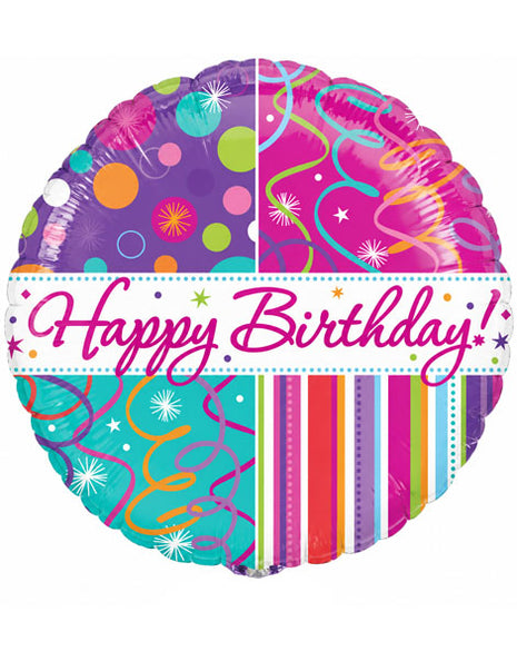18in Anagram Happy Birthday Streamers Balloon